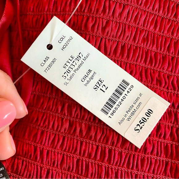 WHITE HOUSE + BLACK MARKET Red Gown Mini Pleat Maxi Dress - Picture 3 of 9